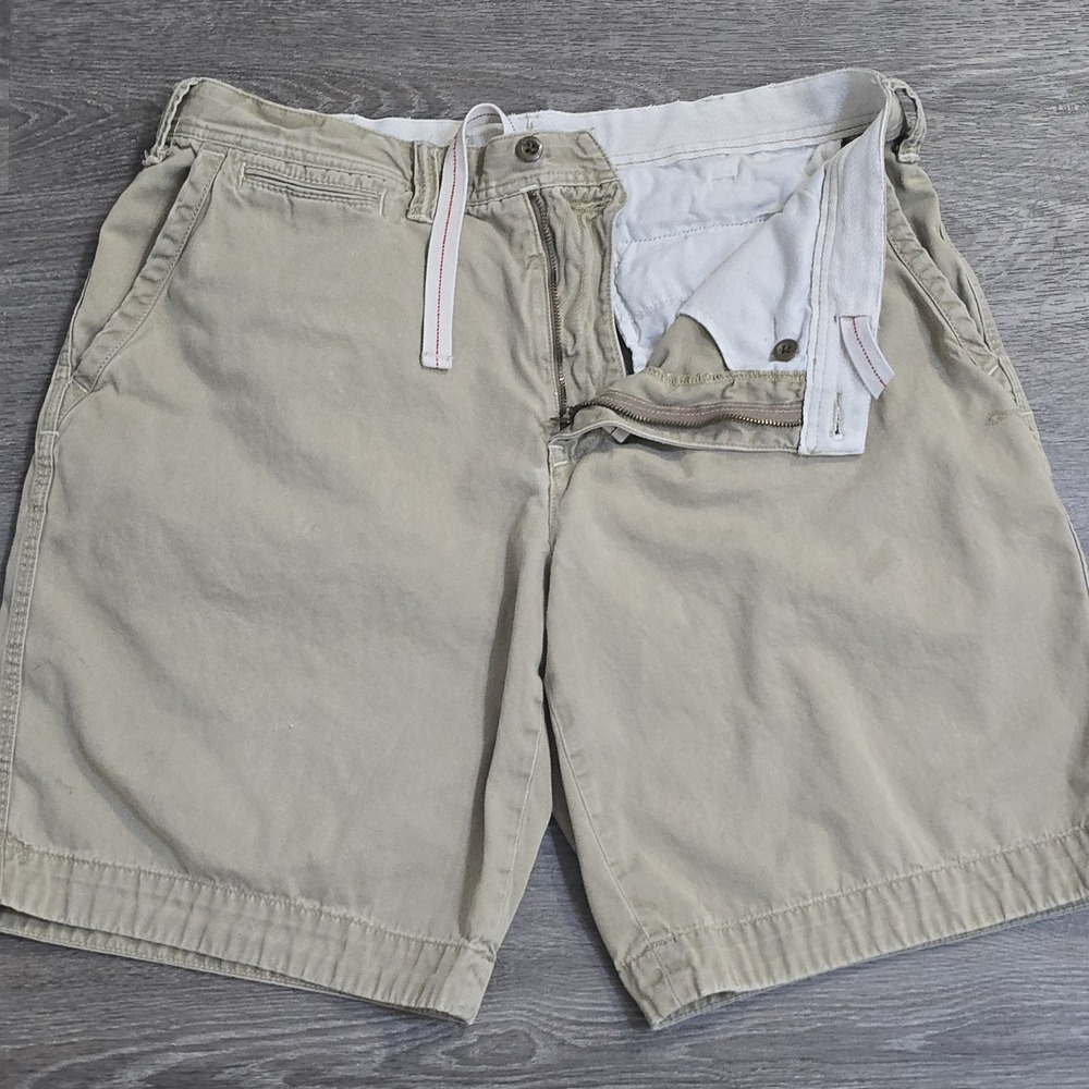 VTG Polo Ralph Lauren Bermuda Chino Shorts Drawstring Talon Zip Flap Pockets 35 - Picture 5 of 14